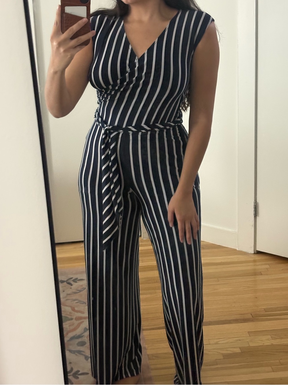 Lauren Ralph Lauren Striped Navy and White Wrap Jumpsuit - Women's
